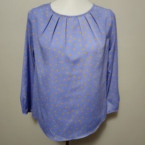 Sam & Jeanie cornflower & mustard polka dot blouse size small